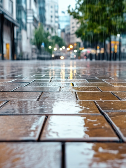 Kritiens uz slapja trotuāra